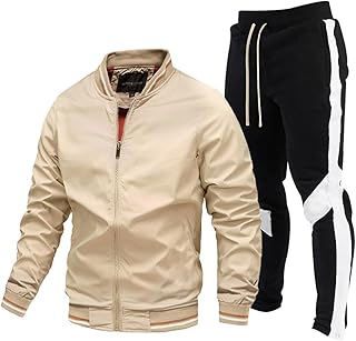 BFYSFBAIG Mens Tracksuit Set Full Zip Jacket Jogging Tops Bottoms Sweatshirt Suit with Pockets Crew Neck Sweat with Jogger Bottoms Casual Jogging Sweatsuits Workout Muscle T-Shirts and Sports Set