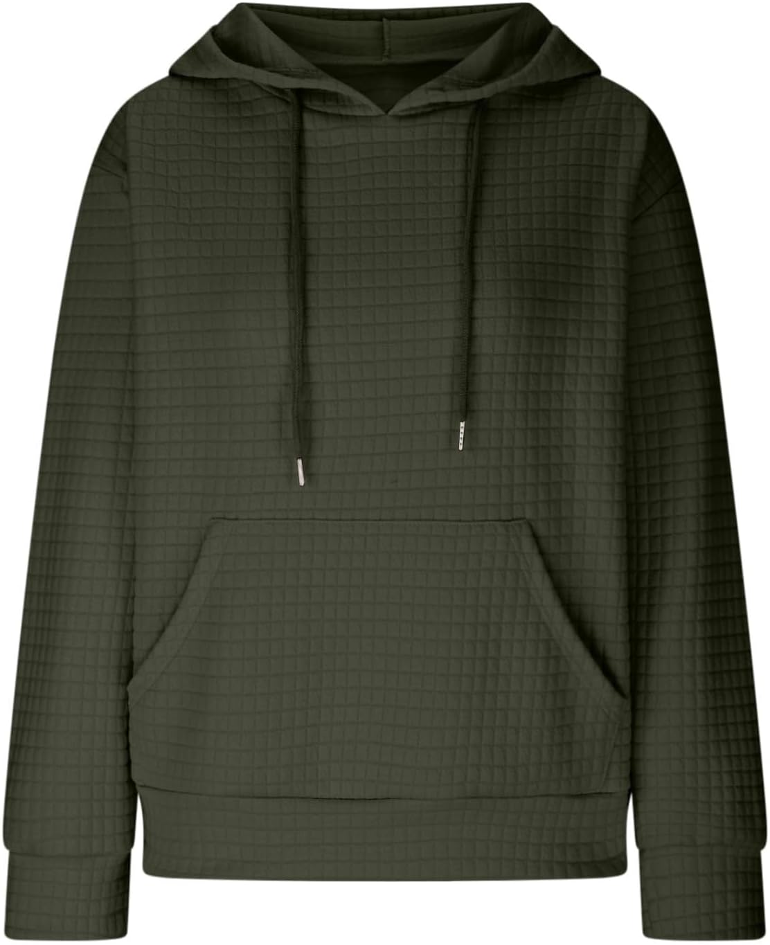 Generic Womens Comfort Hoodies for Anxiety Casual Long Sleeve Drawstring Waffle Pullover Loose Hooded Sweatshirt with Pocket - Image 5