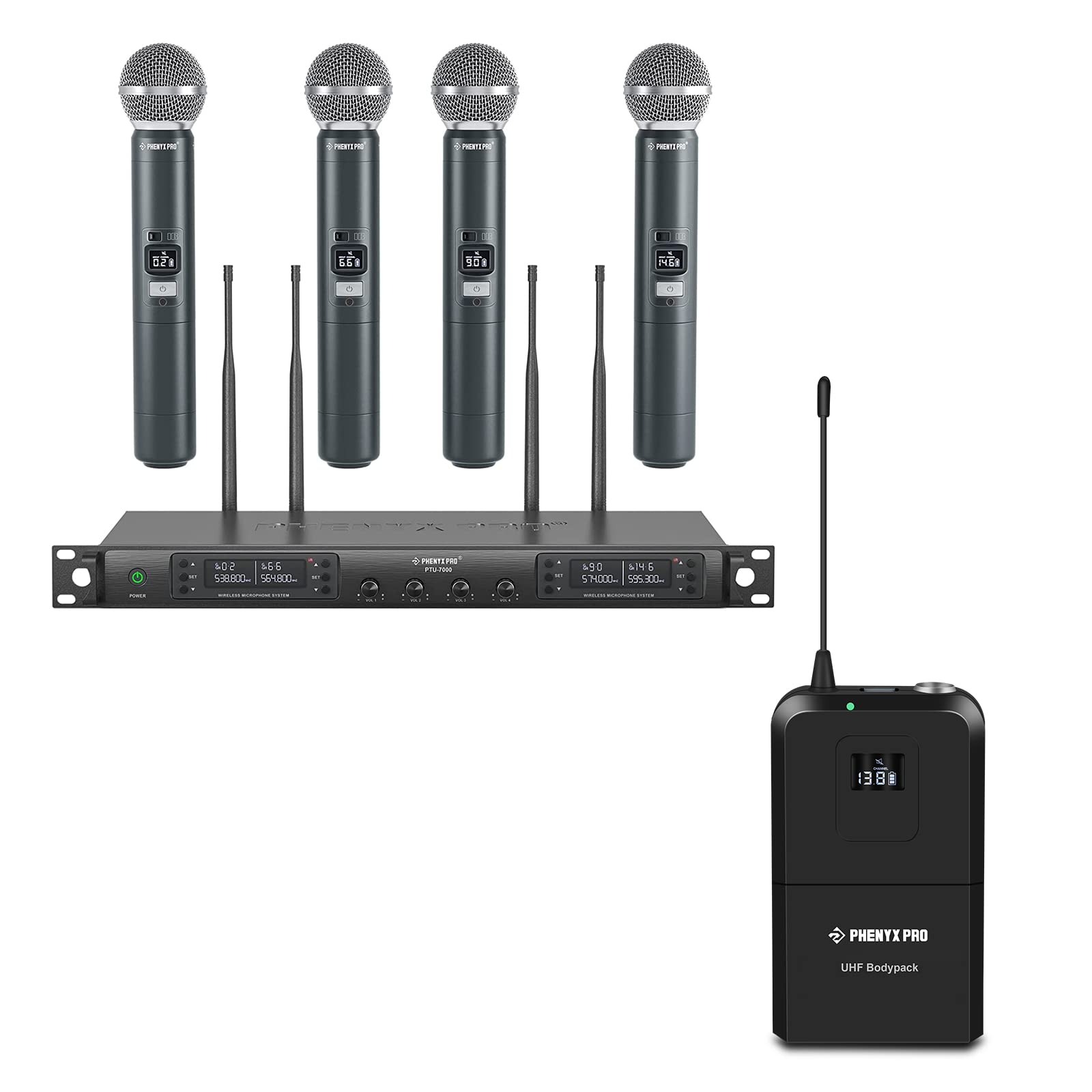 Amazon.com: Phenyx Pro Quad Channel Wireless Microphone System PTU