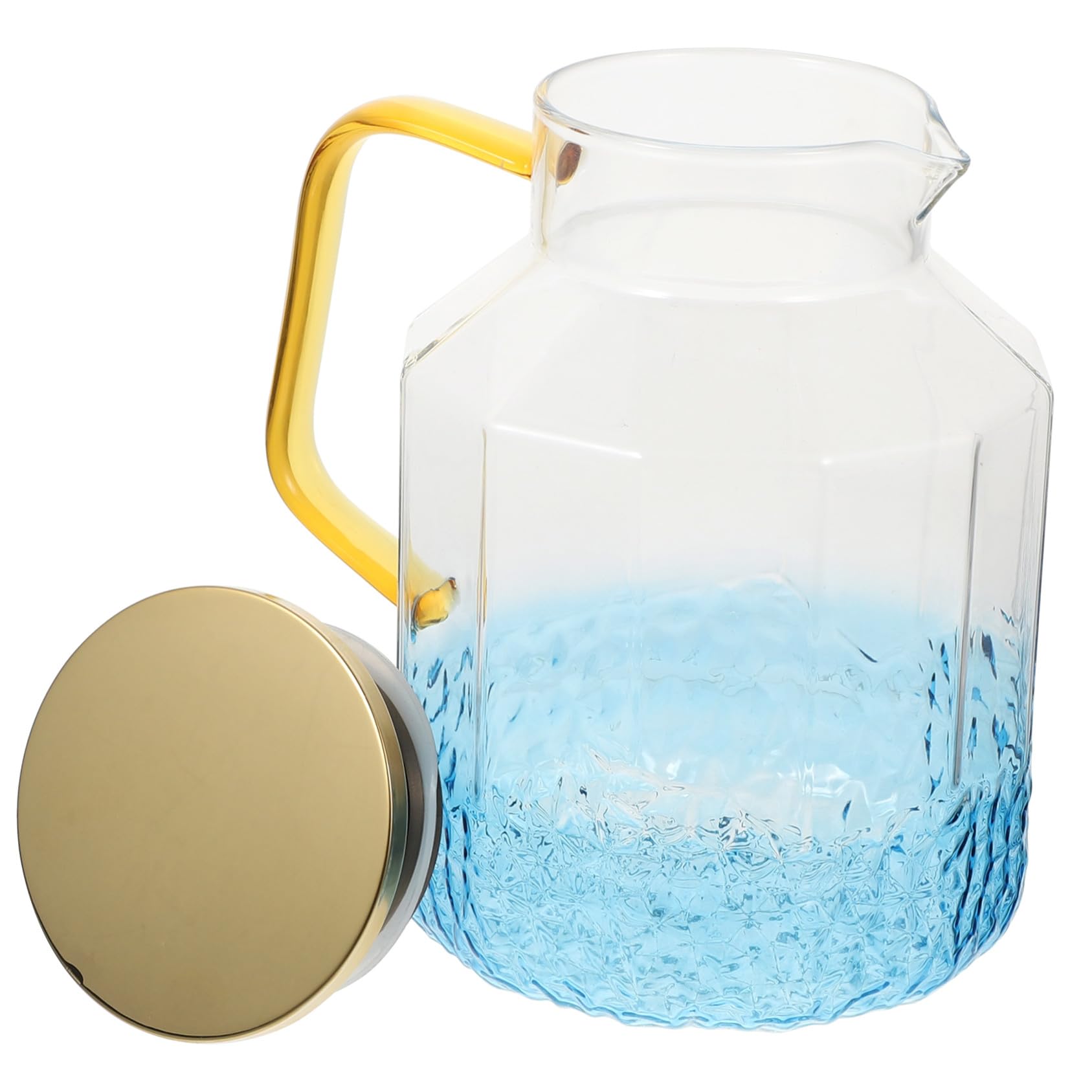 Jarra de Agua de Vidrio 1800ml con Tapa, Azul, de Uso Doméstico