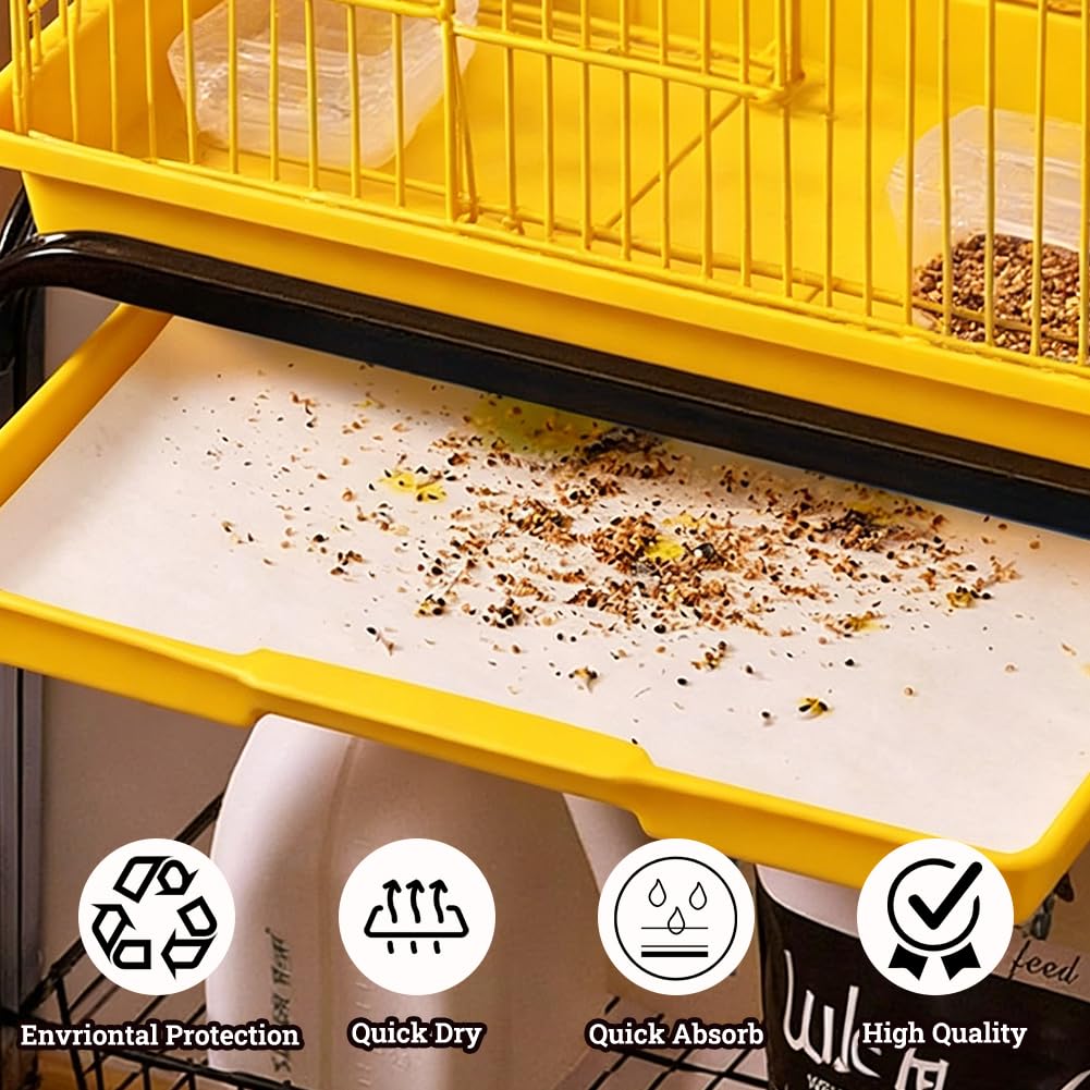 SUPERFINDINGS 200 Feuilles Housse de Fond de Cage pour Oiseaux 40cm x 30cm Jetables Papier Absorbant Tapis Non Tissés Pré-découpées