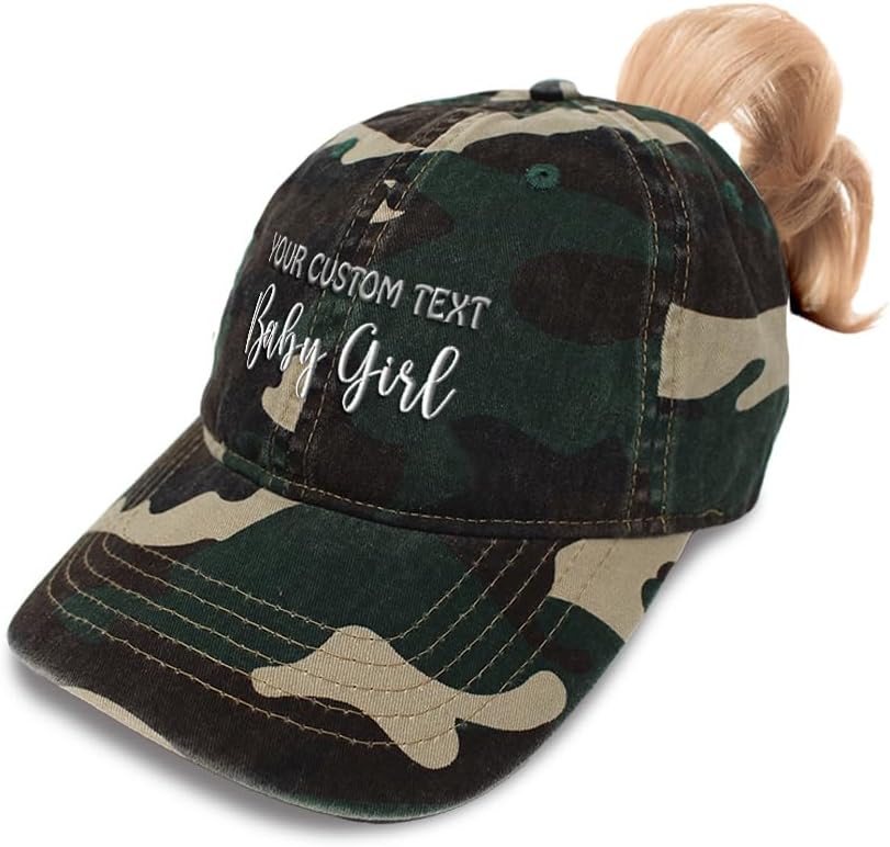 Custom Ponytail Cap Camo Hat Baby Girl Daughter E Sun Hat with Ponytail Hole Bci Cotton