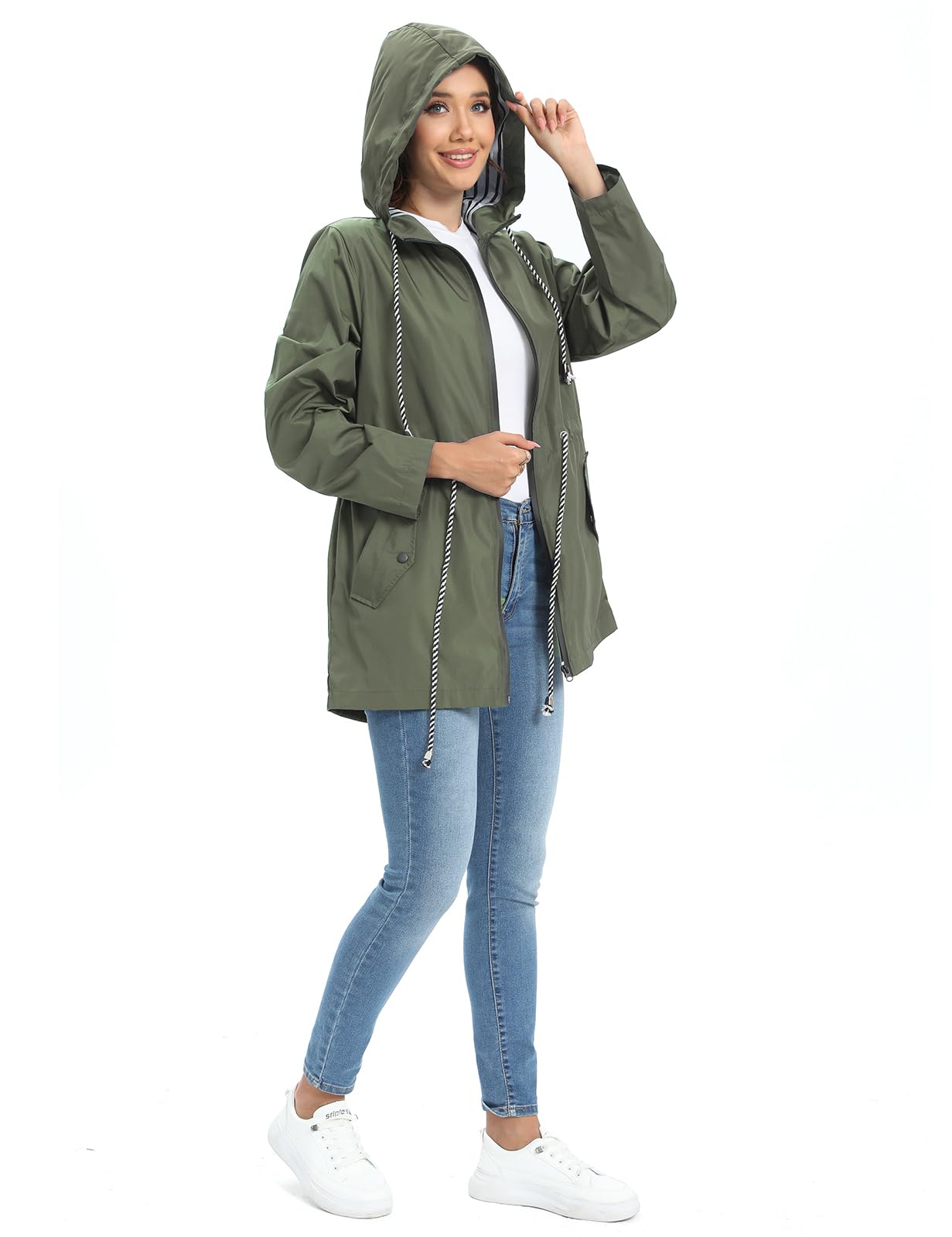 UMIPUBO Chubasquero Mujer Impermeable Chaqueta Ligera al Aire Libre con Capucha