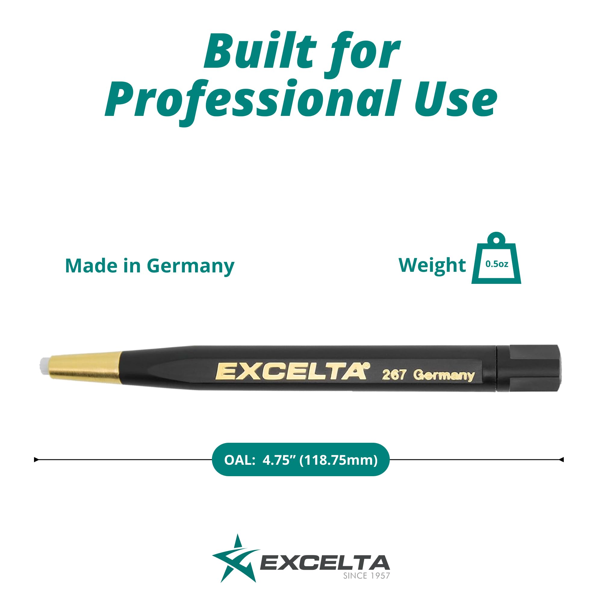 Excelta 267 – Cepillos – Rayado – Recto – Dos Estrellas – Mango de plástico con cerdas de fibra de vidrio, 0.25" de altura, 0.63" de ancho, 1" de longitud