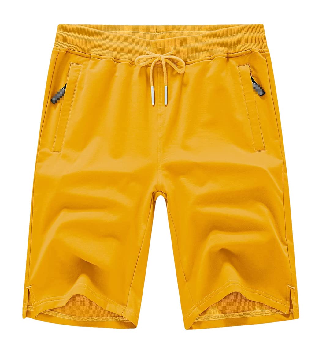 Męskie spodenki ze sznurkiem bawełniane slim fit elastyczne spodenki sportowe męskie codzienne spodnie dresowe do biegania odzież męska, pomarańczowy, 32W