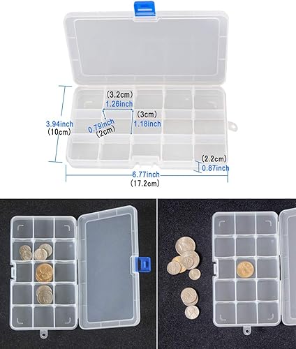 Miniatura 3 de DUOFIRE Organizador de plástico Contenedor 15 rejillas y caja de almacenamiento 18 rejillas Rosa