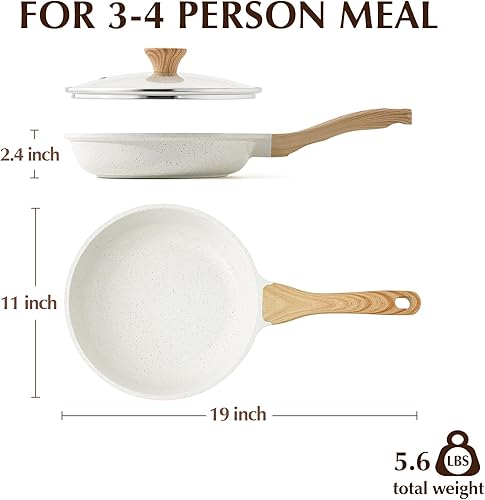 Miniatura 8 de SENSARTE Sartén antiadherente de cerámica con tapa, sartén para tortilla de 11 pulgadas, sartén para chefs saludables no tóxicos, sartén para huevos