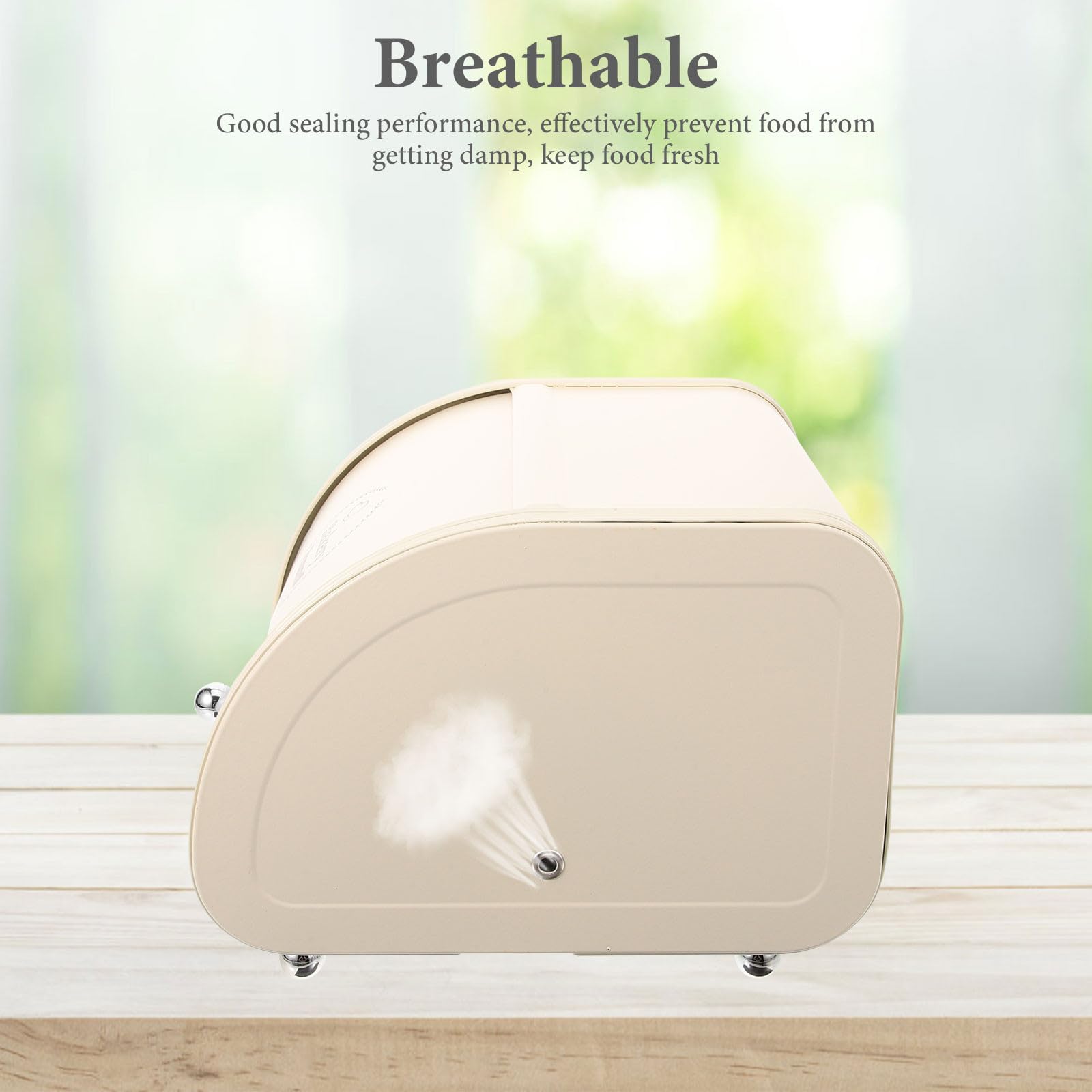 Abaodam Cassetta del Pane in Acciaio al Carbonio Beige Design Vintage Delicato, Salvaspazio e Buona Tenuta, Contenitore per Pane da Cucina Semplice e Funzionale
