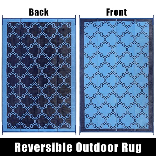 Maghosu Outdoor Rugs 5x8Ft, RV Rug Camping Rug,Outdoor Plastic Straw Rug Patio Rugs for Outdoors,Backyard, Deck, Picnic, Beach, Trailer(Navy Blue) - Image 5