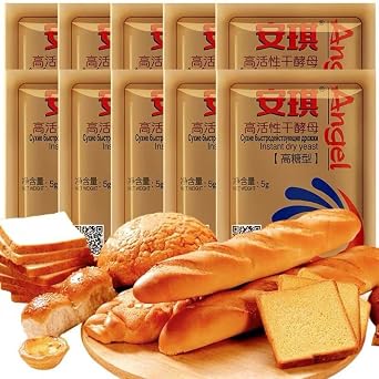 Instand dry Yeast, Angel, Mantou and steamed stuffed bun fermentation powder, Quick Rapid Rise Leavening Agent for Pastries,1.76ounce 5g * 10 bags