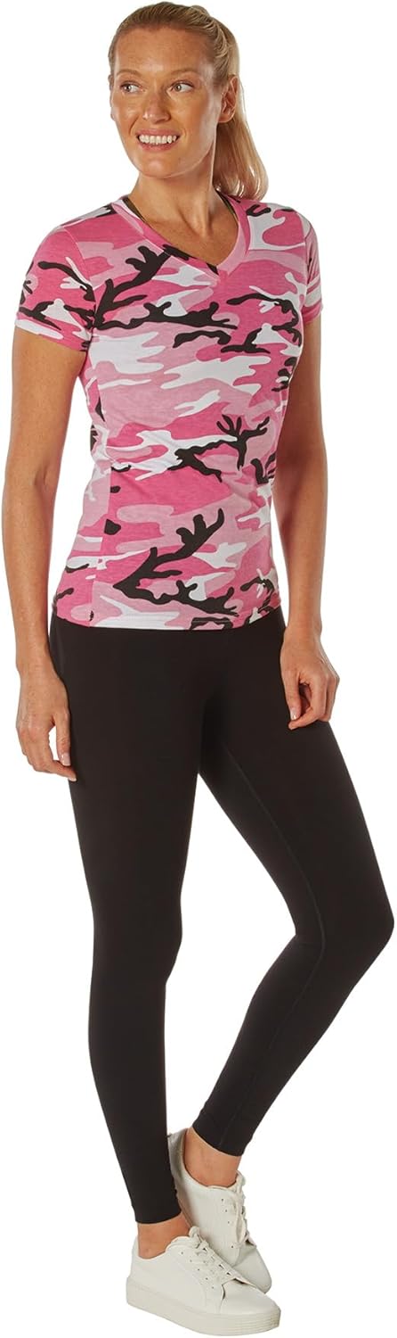 Rothco Womens Long Length Camo V-Neck T-Shirt
