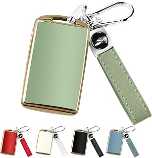 QBUC for Mazda Key Fob Cover Case with Leather Keychain for 2019-2023 Mazda 3, Mazda 6, Mazda 3 Hatchback, 2020-2023 Mazda CX-5, CX-9, CX-30 (2/3/4 Buttons) (Green)