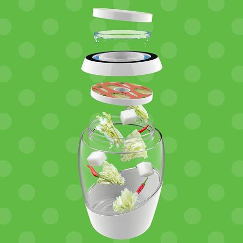 Miniatura 3 de Edición Especial 2L Crock - Prepare fácilmente alimentos fermentados caseros (Kimchi, encurtidos, chucrut, verduras orgánicas), mediano, blanco