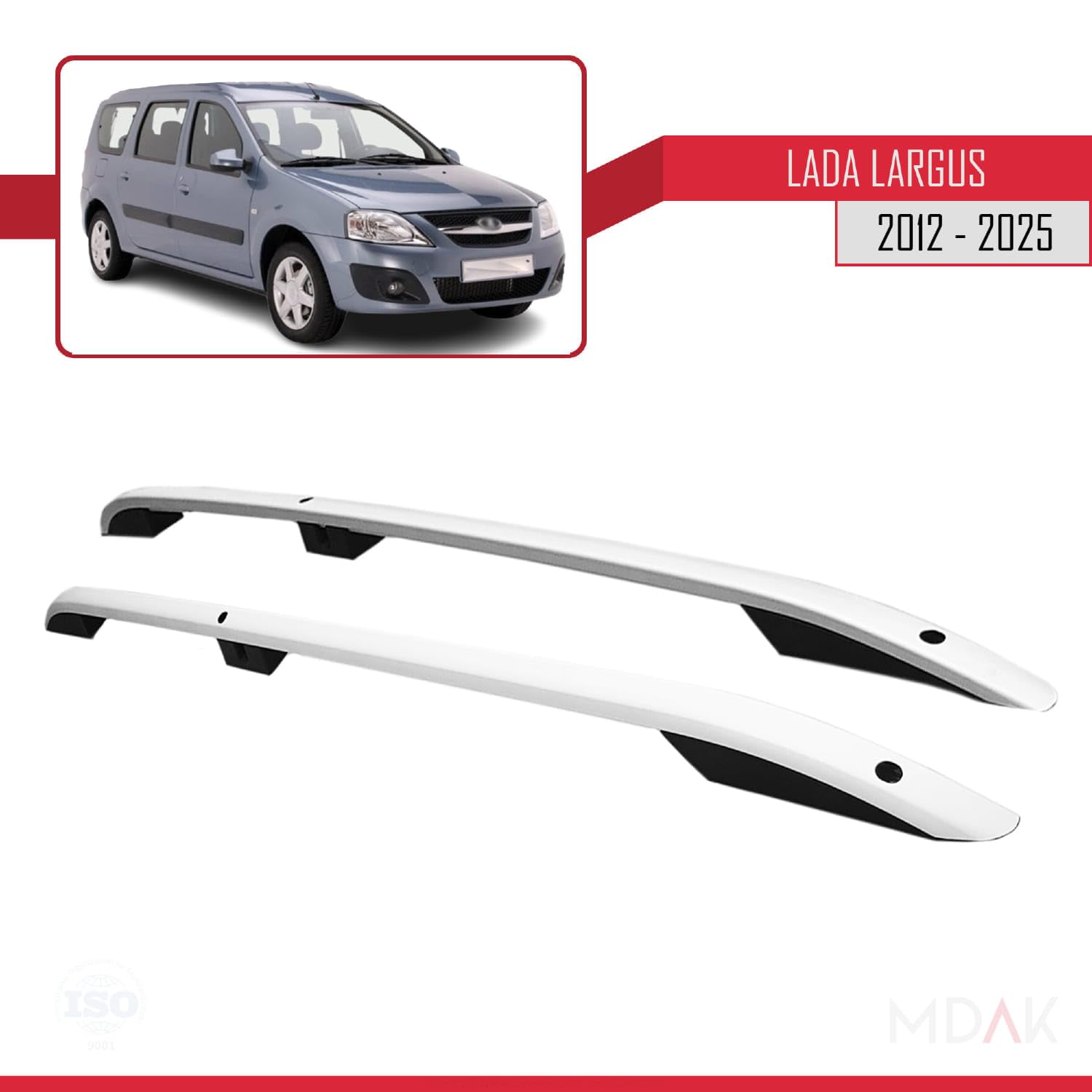 MDAK Kompatibel mit Lada Largus 2012-2025 (Kurzer Radstand L1/H1) Dachreling Dachträger Gepäckträger Grau