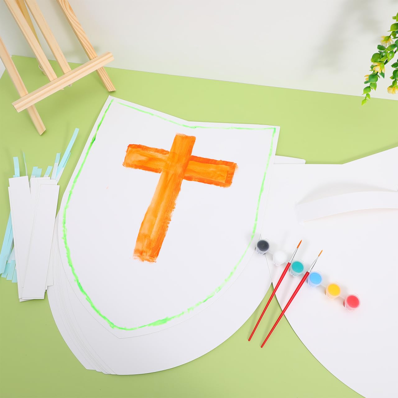 Vaguelly Diy Blanko - Panneau de cosplay léger pour enfants - Avec poignée - Pour travaux manuels, jeux de rôle - Accessoire de fête - Bouclier de protection chevalier - 40,6 x 30,5 cm