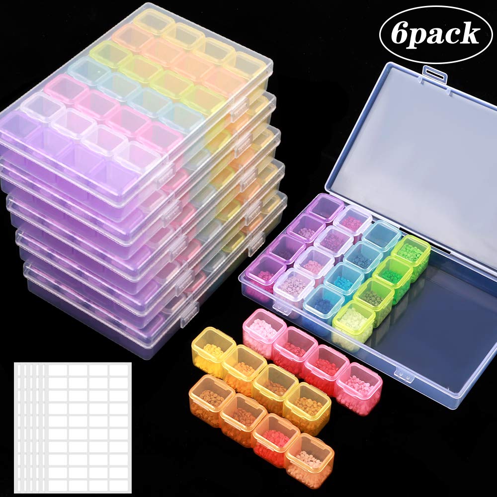SGHUO168 Slots 6 Pack 28 Grids Diamond Painting Storage Containers