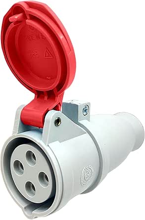 Spina industriale da parete, 380V 400V 415V, 5 poli 3P+N+T, 32A, IP67 - Rosi 1001067
