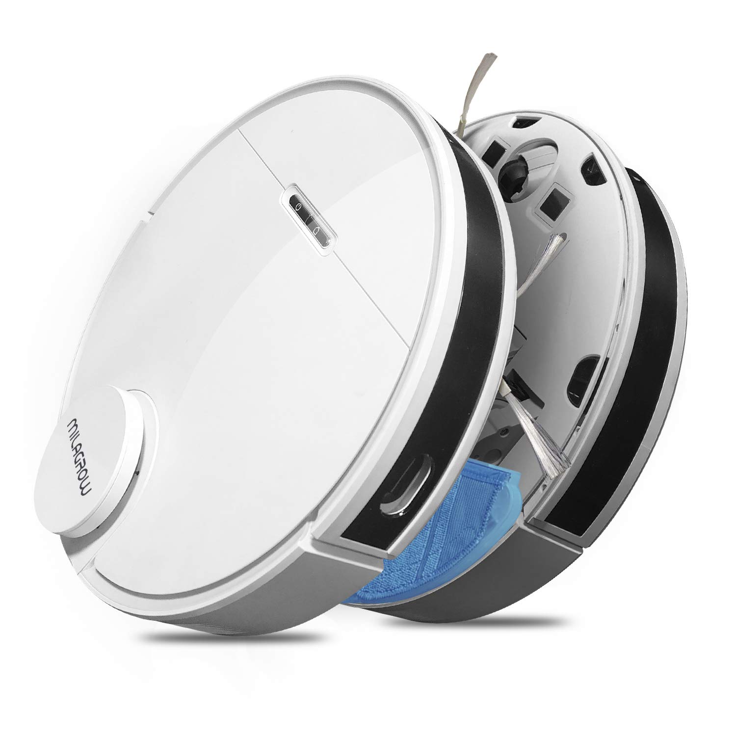 Milagrow iMap 10 Robotic Vacuum Cleaner, 5200 mAh Battery, 2700Pa Suction, 6Hr Wet Mopping, Stores 4 Maps, Electronic Watertank, LDS Lidar Independent Navigation (White)