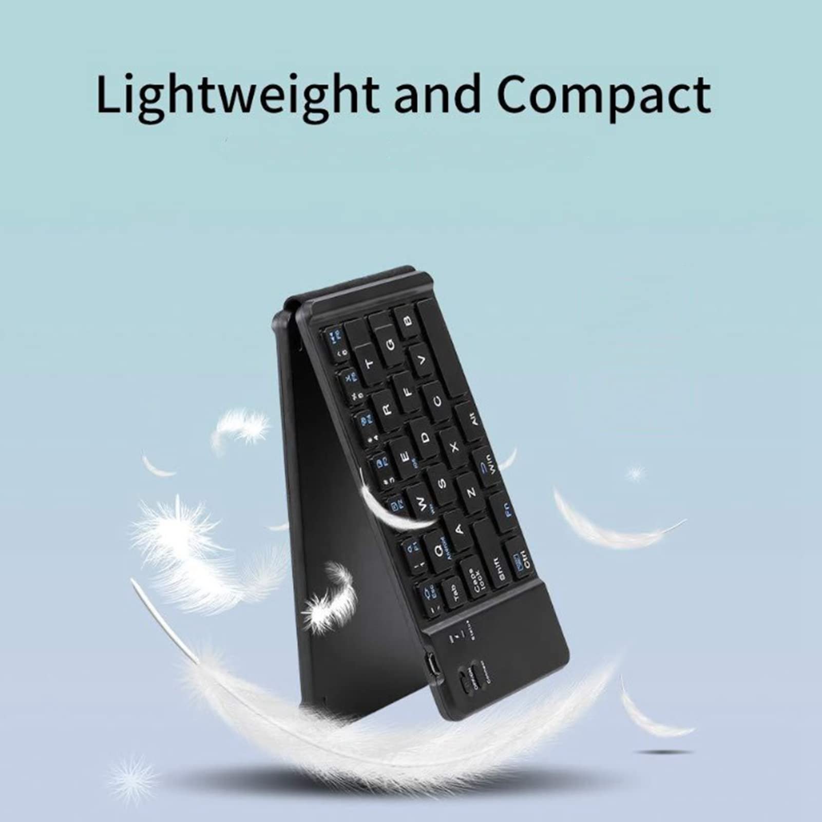 ASHATA Tastiera Bluetooth Portatile Tasti Silenziosi Tastiera Wireless Pieghevole Leggera per IOS/per Android/per Tablet PC Phone(Nero)