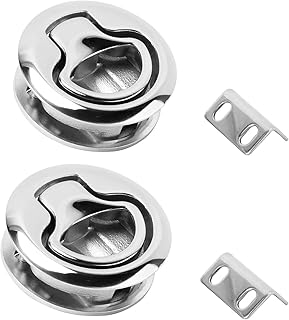 YaeMarine Boat Marine Stainless Steel 2" Flush Pull Hatch Latch Locking Lift Handle Round Deck Hatch-Non Locking