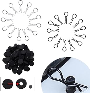 300-Pack Universal RC Body Clips Car Clips Silver & Black R Clips Body Washers for All 1/10 1/12 Scale Traxxas Redcat HPI Himoto HSP Exceed RC Car Parts Truck Buggy Shell Replacement
