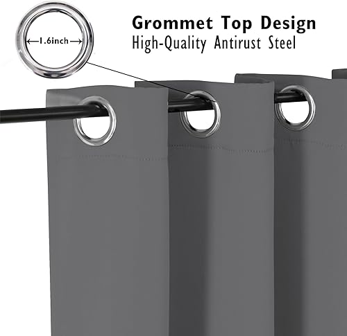 Miniatura 171 de ChrisDowa - Cortinas blackout con ojales para habitación y sala, juego de 2 paneles de cortinas con aislamiento térmico, gris oscuro, 42 x 63