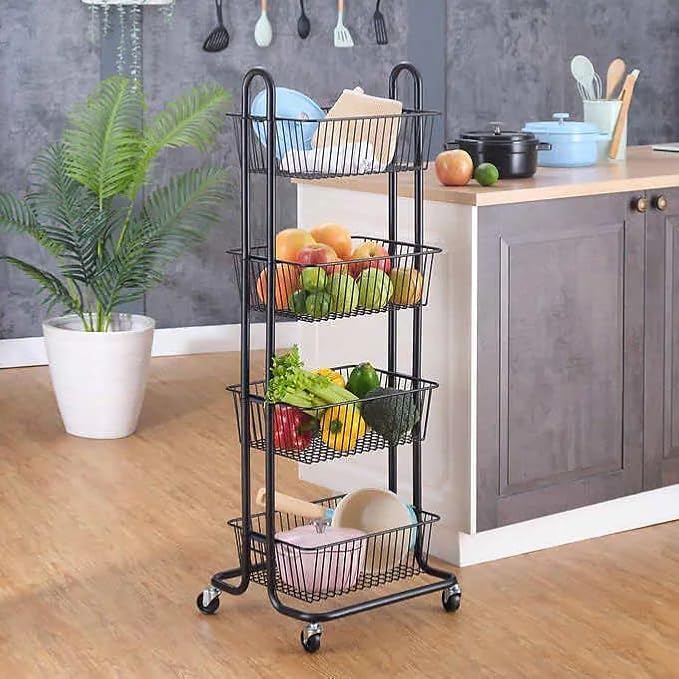Costtco 4 Tier Basket Shelf with Wheels