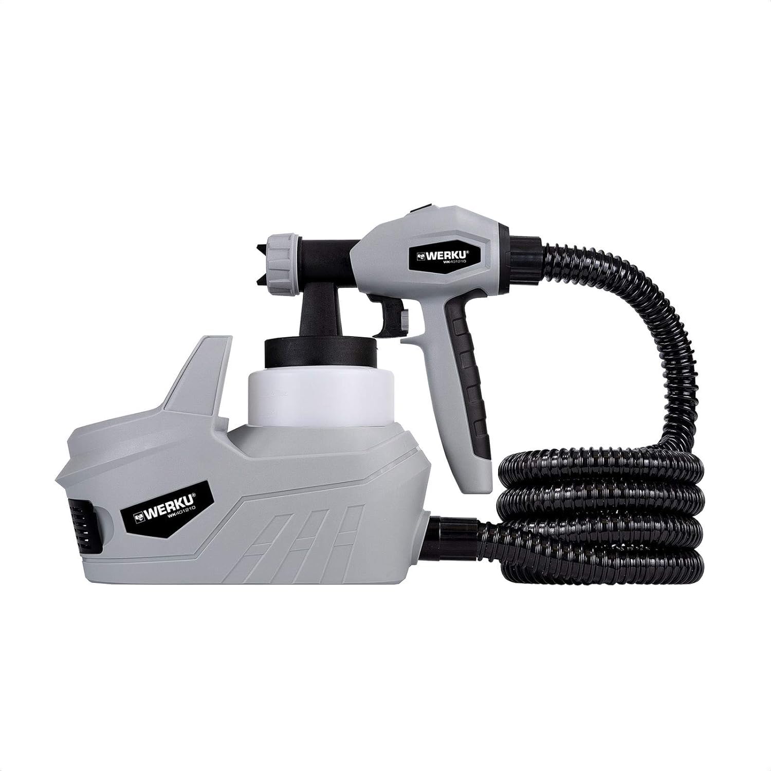 Werku WK401210, Pistola Pintar Succión Turbina, Calidad Profesional, Sistema Alto Volumen Baja Presión HVLP-I, Potencia 650 W, Depósito 800 ml, Paso Fluido 1.8-2.6 mm