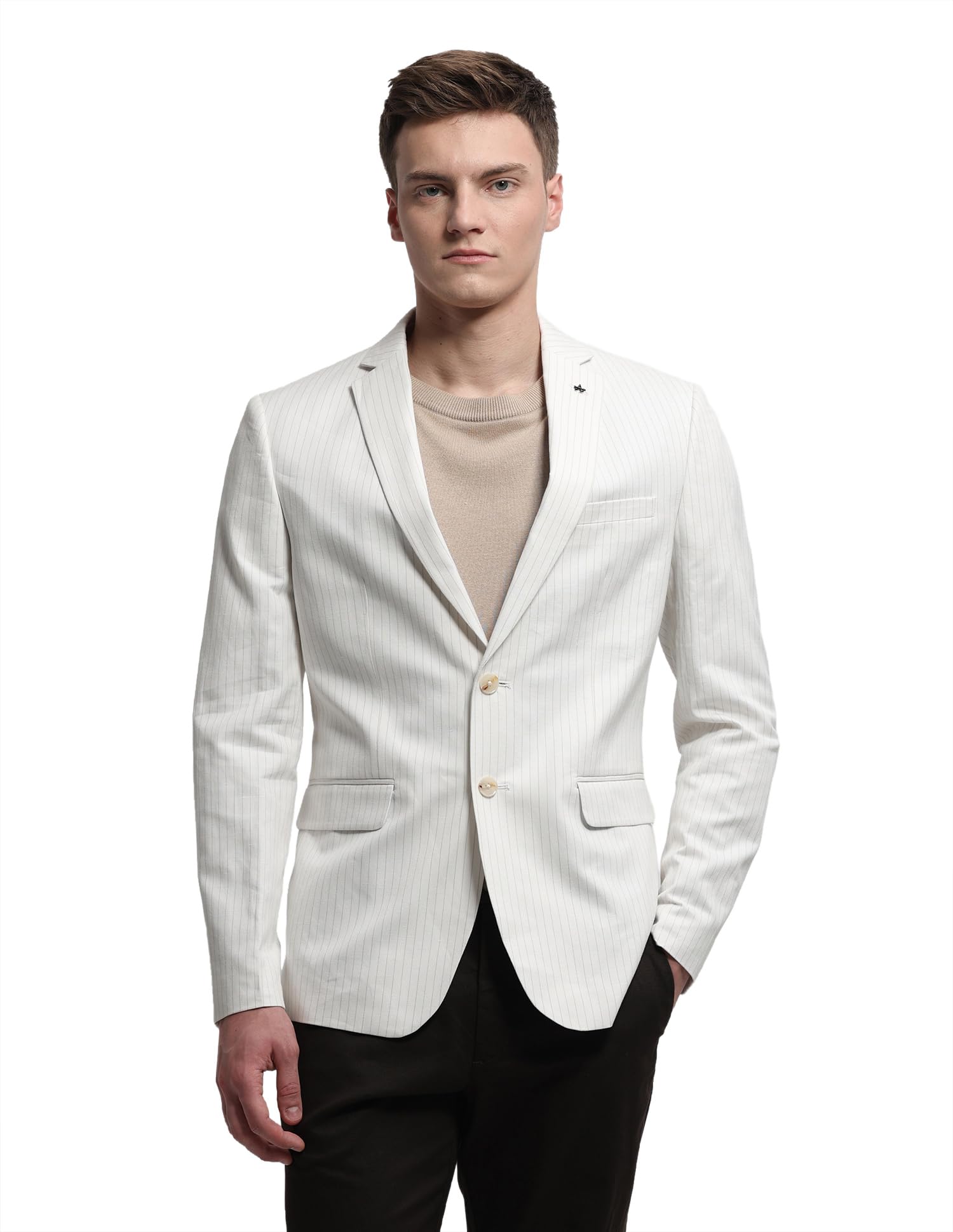 Men's Pinstriped Twill Blazer-image-7