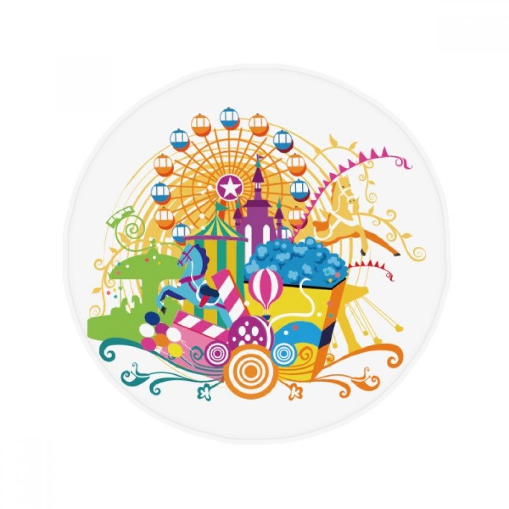 Tapis de sol château et grande roue antidérapant rond 50x50cm pour salon