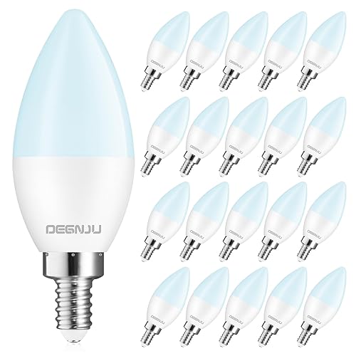 DEGNJU 20 Pack Chandelier Light Bulbs 60 Watt Equivalent, Candelabra