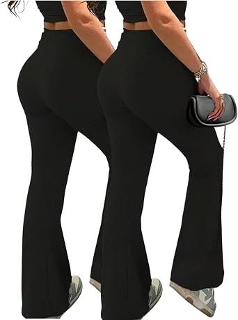 3 Piece Plus Size Womens Flare Leggings for Women High Waisted Yoga Pants Black Flared Leggings Bootcut Lounge Pants