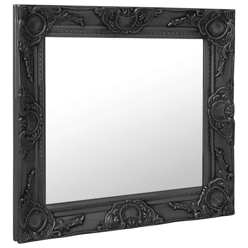 KGHFDVB Ornate Baroque Wall Mirror 60x60 cm, Antique Style Wooden Frame with Bevelled Edge, Classic Decorative Mirror for Dressing Room