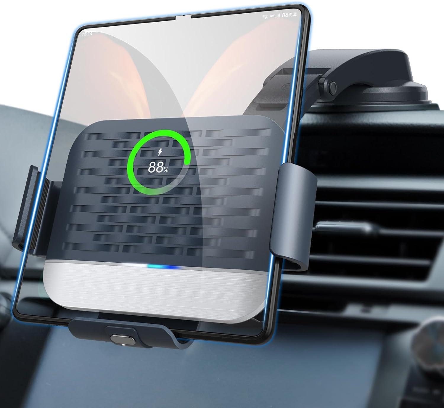 Wireless Car Charger for Sam sung Galaxy Z Fold 6 5 4 3 2, Fast Charging Phone Car Mount, Auto Clamping Air Vent Dashboard Car Phone Holder for Galaxy Z Fold Note