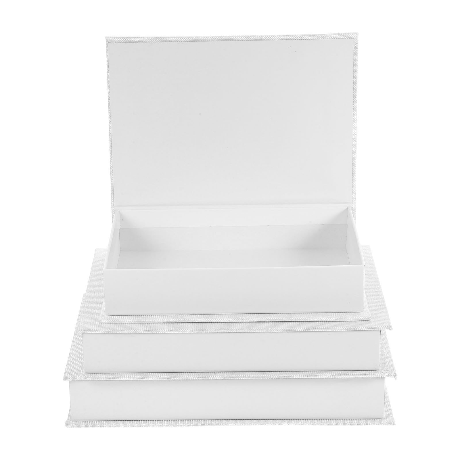 Uonlytech 3piezas Cajas Decorativas de Lino con Diseño de Volumen Falso Almacenamiento Compacto con Compartimento Oculto para Estanterías Escritorios y Decoración de Hogar y Oficina