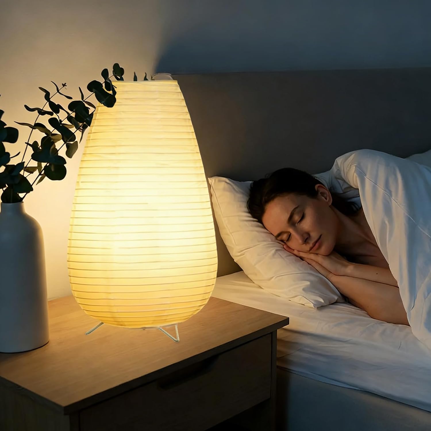 YY YEARCHY Table Lamp Paper Lamp Able Lamp Standing Lamps with Rice Paper Shade for Bedroom Livingroom(Long Type)