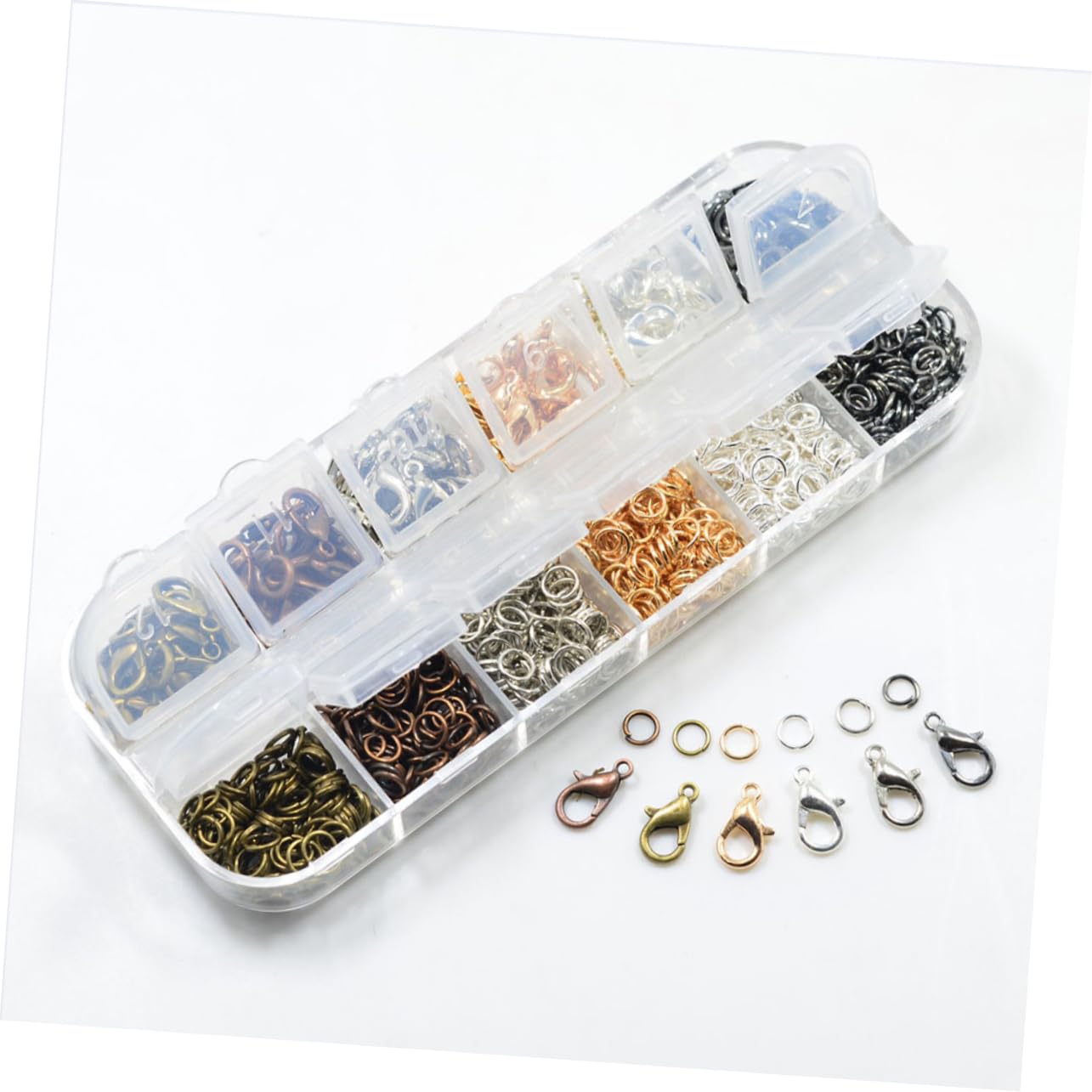 NUOBESTY 2376piezas Kit Accesorios Para Bisutería Broches Langosta Anillas Abiertas y Cierres Para Pulseras y Collares