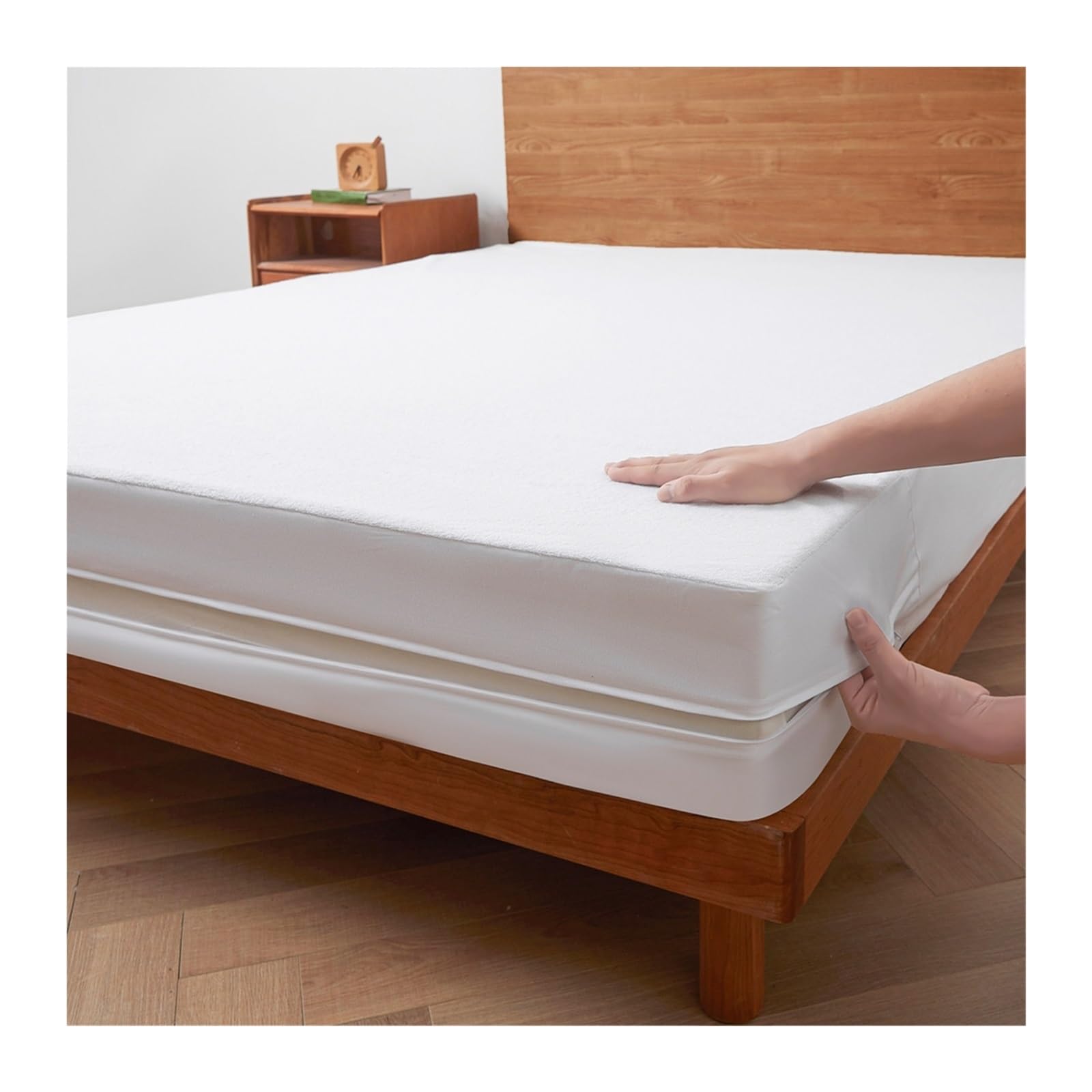 Funda de colchón Impermeable con Cremallera, Superficie Ultra Suave, Protector Grueso for Cama Individual o Doble sin Fundas Almohada para ColchóN(180x200x30cm)