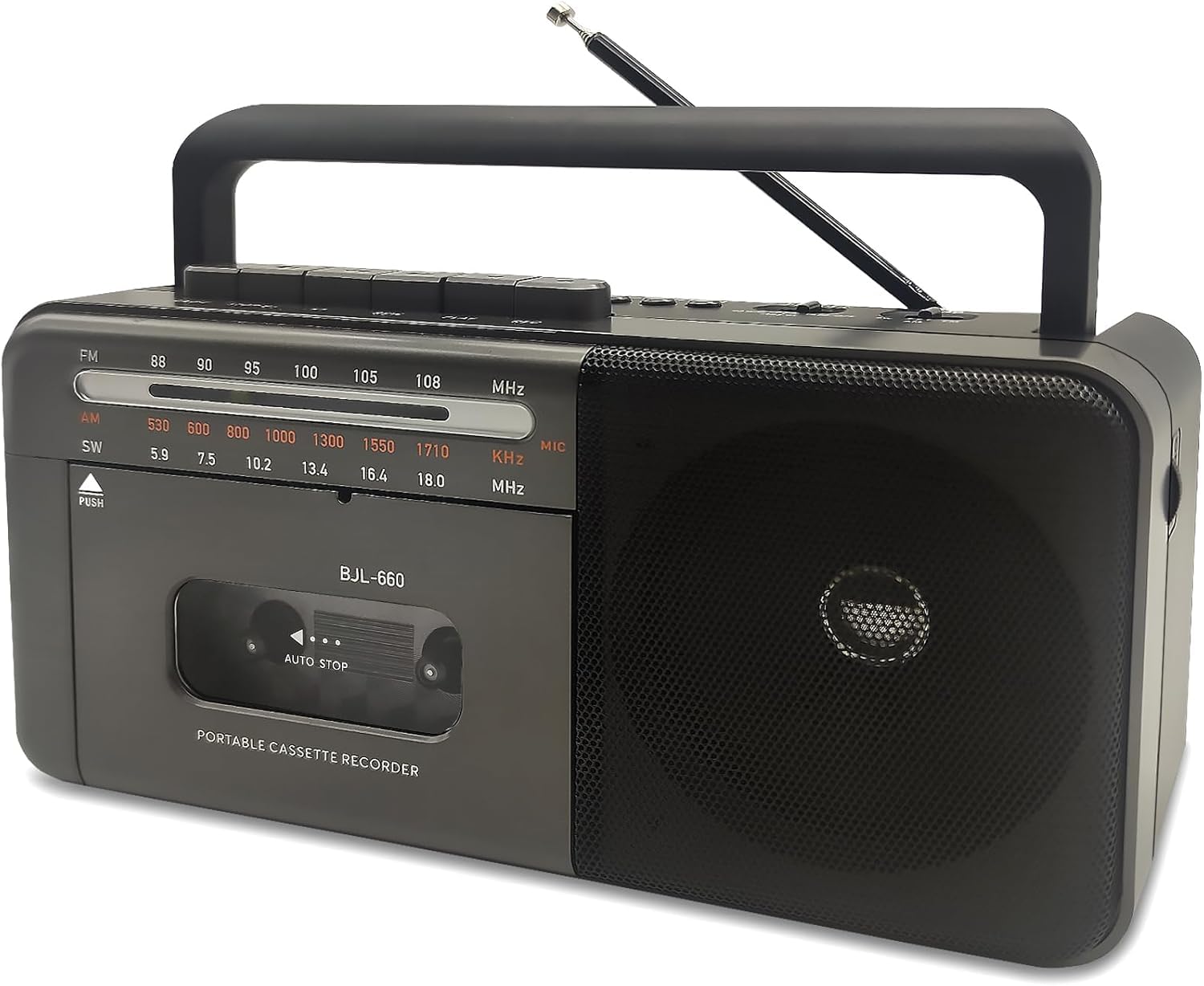 Kassettenspieler Bluetooth Boombox, Tape Recorder AM/FM/SW Radio Stereo Tape Player/Recorder mit großem Lautsprecher und Kopfhöreranschluss, USB/TF/MP3 Tapes Player AC betrieben oder