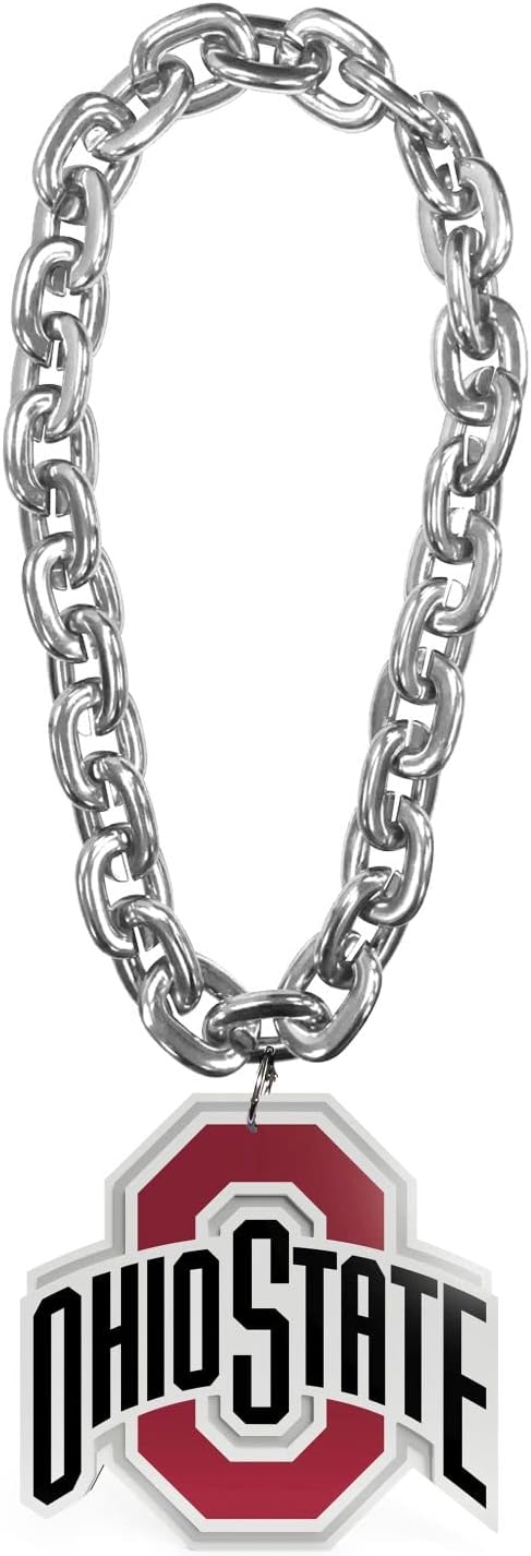 Ohio State Buckeyes Touchdown Fan Chain 10 Inch 3D Foam Silver Necklace