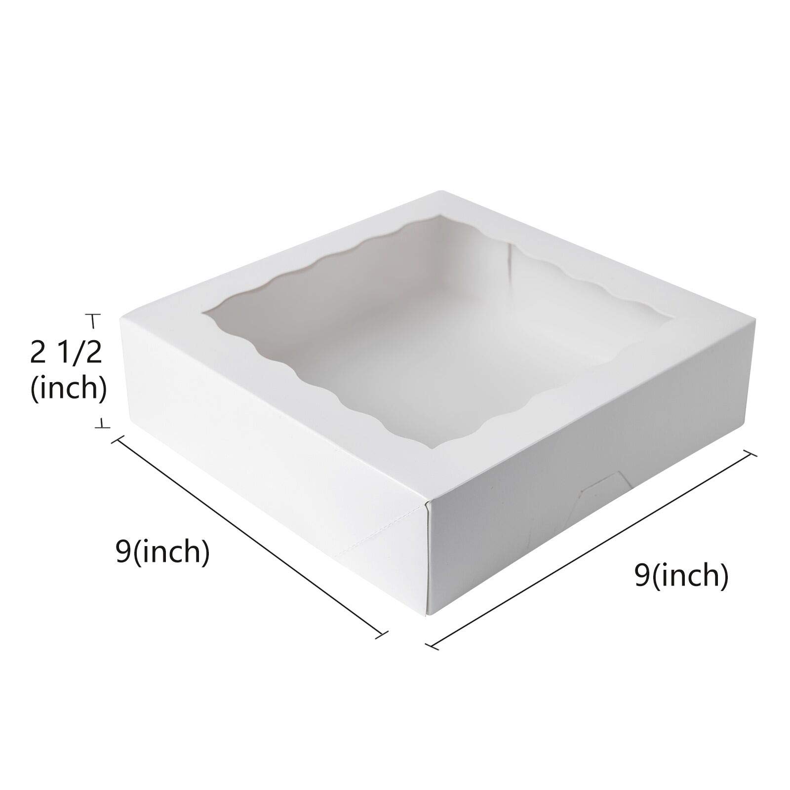 ONE MORE [25 pezzi] 22,9 cm bianco naturale Kraft Panetteria Pie Scatole con finestre in PVC Scatola monouso per biscotti 22,9 x 22,9 x 6,3 cm Confezione da 25 pezzi