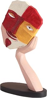 Modern Abstract Human Face Sculpture, Handmade Resin Statue Thinker for Living Room…