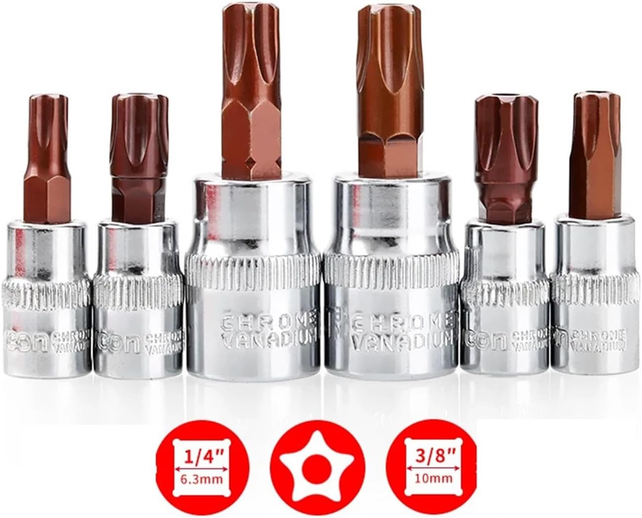 9pcs/set 5 Point Torx Screwdriver Bit Drive Socket Tools(9pcs 6.3mm drive)