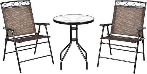 Juego de bistró para patio, grande, marrón