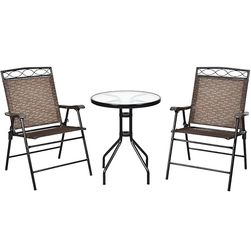 3 Piece Patio Bistro Set, Outdoor Bistro Dining Furniture Set