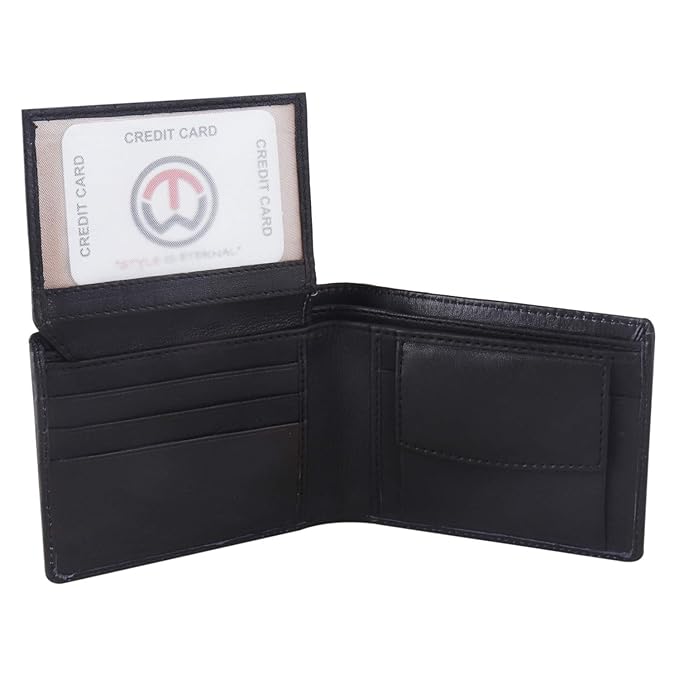 Tnw Black Designer Men's Wallet. Made in Genuine Leather