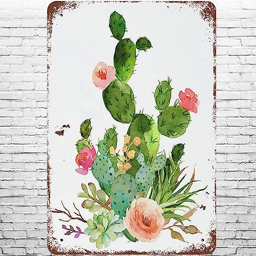 Metallschild, 20,3 x 30,5 cm, Vintage, Sukkulenten, Blumenstrauß, Kaktus, Blumen, grüne Blätter, Retro-Wanddekoration, südwestliche botanische Kakteen, Blumenpflanzen, Blechschilder, Poster für Metallschild, 20,3 x 30,5 cm, Vintage, Sukkulenten, Blumenstrauß, Kaktus, Blumen, grüne Blätter, Retro-Wanddekoration, südwestliche botanische Kakteen, Blumenpflanzen, Blechschilder, Poster für