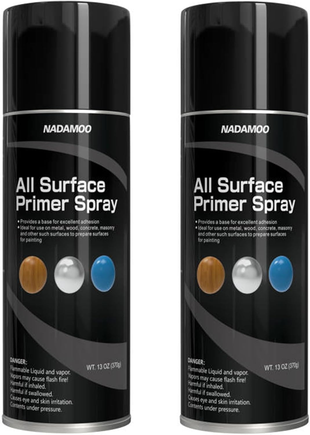 NADAMOO All Surface Primer Spray, One-Part Epoxy Primer Matte Black, 4 Cans, Enhance Adhesion for Multi Surface - Porcelain, Glass, Metal, Plastic, Wood
