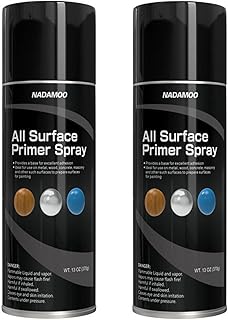 NADAMOO All Surface Primer Spray, One-Part Epoxy Primer Matte Black, 2 Cans, Enhance Adhesion for Multi Surface - Porcelain, Glass, Metal, Plastic, Wood