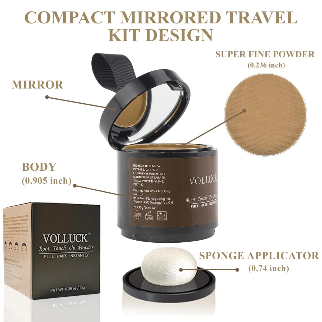 VOLLUCK Root Touch up Powder 10g, Covers Grey Roots & Conceals Thinning Hair, Hairline Powder for Men & Women, Natural Look - Image 2